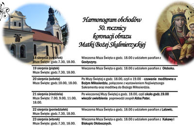 Harmonogram obchodów 50.rocznicy koronacji obrazu Matki Bożej Skalmierzyckiej